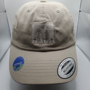 Metro M Logo Hat Beige Adjustable Strapback Cap Ecowash Yupoong New w/ Stickers